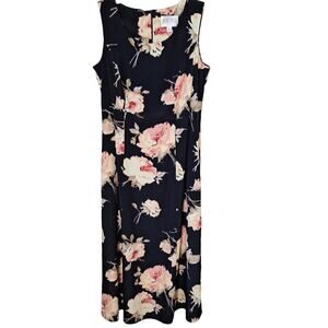 Y2k Black Rose Floral Maxi Dress Women Size 10 Grunge